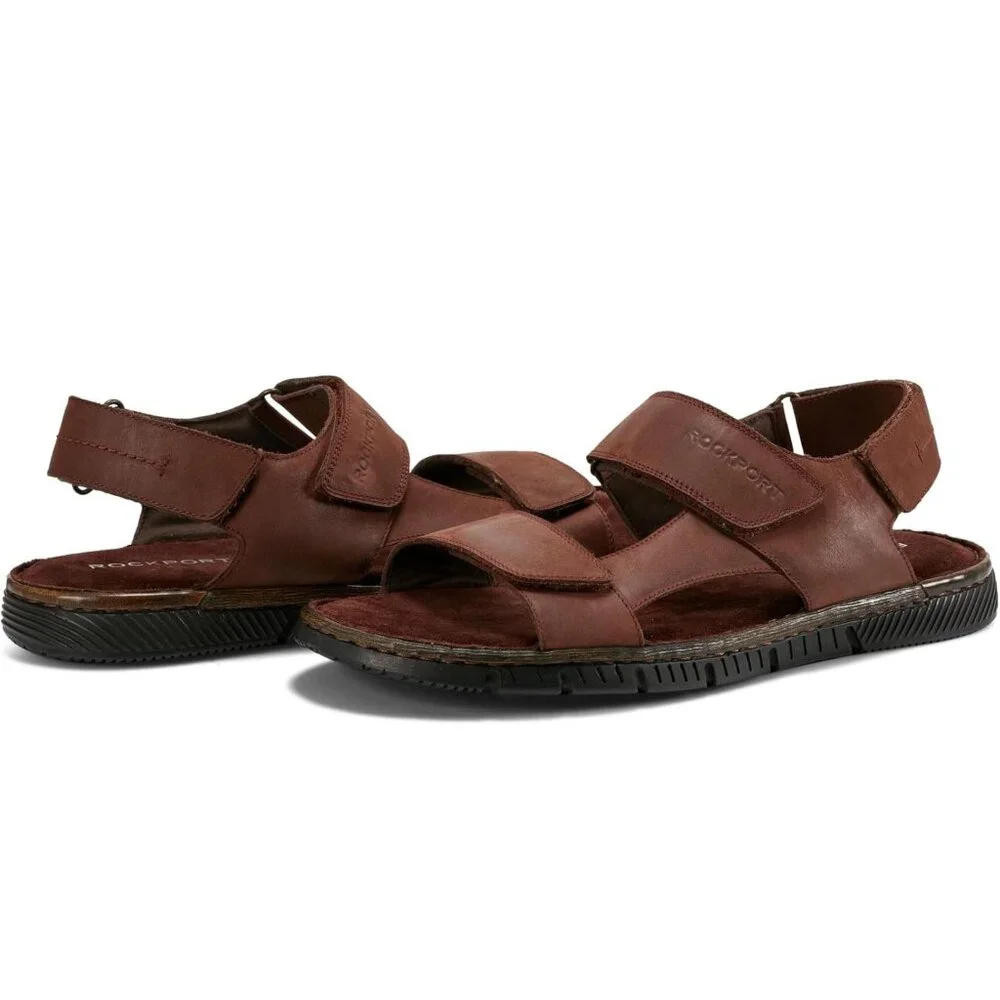 ROCKPORT Men's Jhett Sandals Sz: 8.5 Dark Brown Nubuck